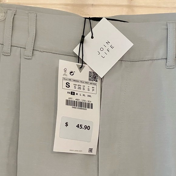 NWT Zara Wide Leg Pleated Trousers in Light Blue Sz S - Picture 6 of 8